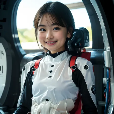 （8k、Raw   Photos y、最 high quality、 Masterpiece：1.2),( black hair、Dark Eyes:1.9),( plug suit :1.3)、  Viewer, front view of the co...