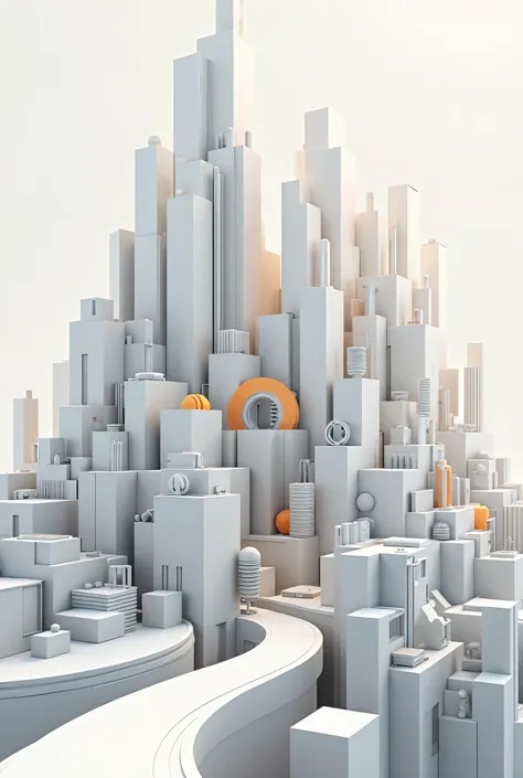 Abstract design such as city using cubes, like rectangle square or circle any shape but not focus on realistic 