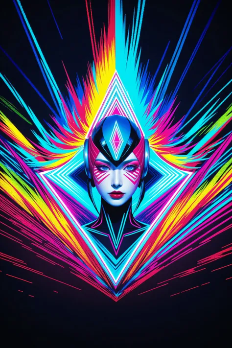 Expressionist artwork image of a kpop idol, portrait, korean woman, colorful, color splash, neon colors, make it weird and galle...