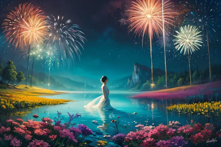 modern art,pictures to decorate in a stylish room,Underwater painting,graphics,dreamy pictures,Fantasy Paintings,Flower Field,Lo...