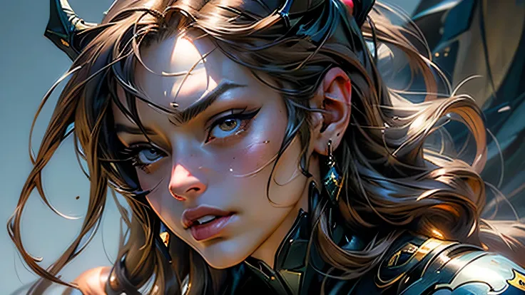 wgz style、Highly detailed beautiful woman portrait、Perfect female face、Classical Oil Painting、Masamune Shirow、William Tae Kim、 d...