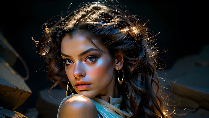 Studio Lighting, (Vibrant colors),(Cool tones),(Soft moody lighting),(Sharp focus), stunning face, confident and provocative, My...