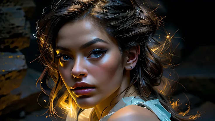 Studio Lighting,(Portraiture),(Vibrant colors),(Cool tones),(Soft moody lighting),(Sharp focus), stunning face, confident and pr...