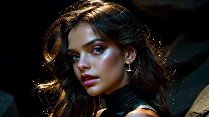 Studio Lighting,(Portraiture),(Vibrant colors),(Cool tones),(Soft moody lighting),(Sharp focus), stunning face, confident and pr...